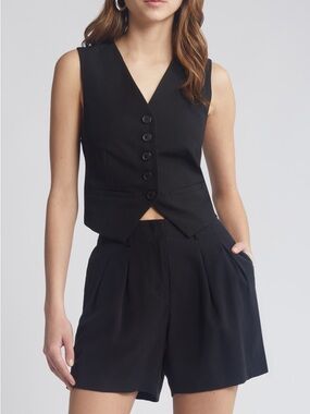 Open Edit Tailored Vest in Black